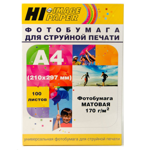 Фотобумага матовая односторонняя (Hi-image paper) A4, 170 г/м, 100 л.