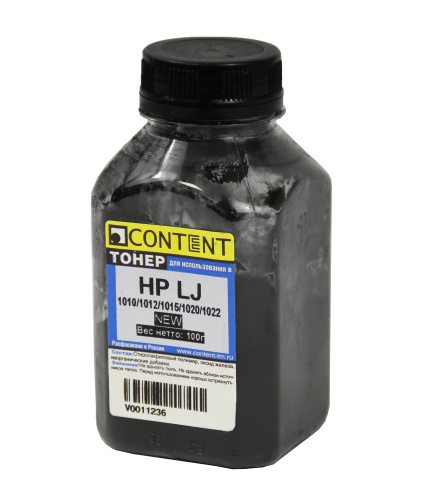 Тонер Content для HP LJ 1010/1012/1015/1020/1022 банка, 100 гр.